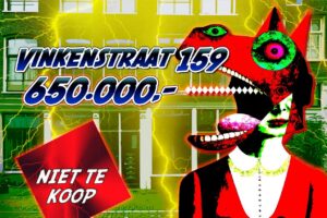 Affiche van Kimbel voor flitsactie 229 van Niet Te Koop Vinkenstraat 159