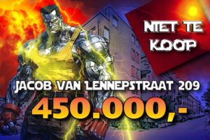 Affiche voor Niet Te Koop actie 232. Stop de (uit)verkoop van sociale huurwoningen!