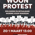 Woonprotest affiche 1 Maart 2026 Een goede en betaalbare woning voor iedereen