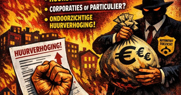 Stop de huuroverval - affiche Kimbel voor de bijeenkomst van de BAH op woensdag 6 mei over huurverhoging.